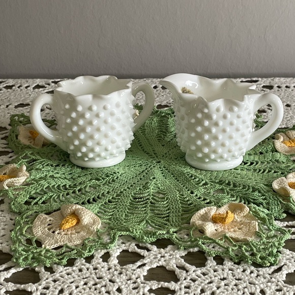 Fenton Dining Vintage Fenton Hobnail Milk Glass Sugar Creamer